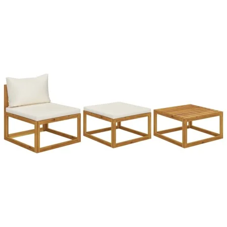 Garden furniture 3 pcs cream cushions solid acacia wood by vidaXL, Modular outdoor sofas - Ref: Foro24-311855, Price: 268,92 ...