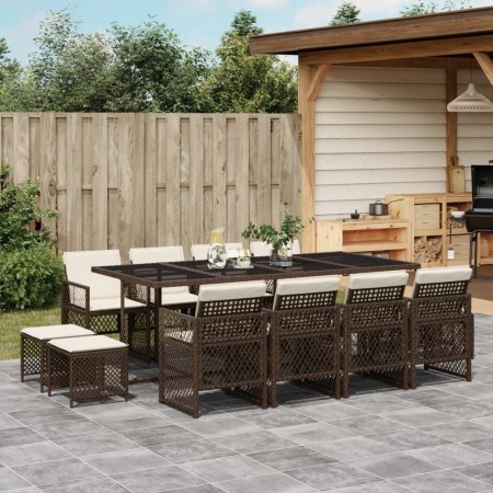 Set muebles de jardín 13 pzas y cojines ratán sintético marrón de , Conjuntos de jardín - Ref: Foro24-3210801, Precio: 679,31...