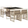 Set comedor de jardín 5 pzas con cojines ratán sintético beige de , Conjuntos de jardín - Ref: Foro24-3210718, Precio: 268,87...