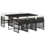 Set de comedor de jardín 7 pzas y cojines ratán sintético negro de , Conjuntos de jardín - Ref: Foro24-3210726, Precio: 390,3...