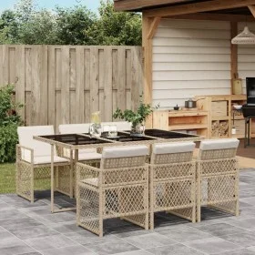 Set comedor de jardín 7 pzas con cojines ratán sintético beige de , Conjuntos de jardín - Ref: Foro24-3210730, Precio: 460,08...