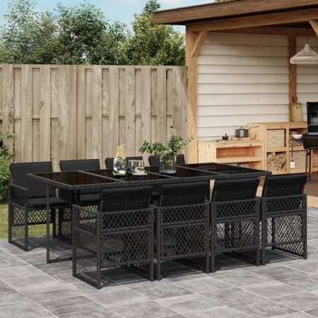 Set de comedor de jardín 9 pzas y cojines ratán sintético negro de , Conjuntos de jardín - Ref: Foro24-3210739, Precio: 509,0...