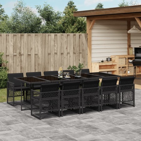 Set de comedor jardín 11 pzas con cojines ratán sintético negro de , Conjuntos de jardín - Ref: Foro24-3210751, Precio: 681,7...