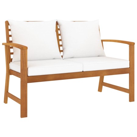 Banco de jardín 120 cm con cojines crema madera acacia maciza de vidaXL, Bancos de jardín - Ref: Foro24-311829, Precio: 173,1...
