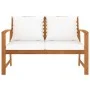 Banco de jardín 120 cm con cojines crema madera acacia maciza de vidaXL, Bancos de jardín - Ref: Foro24-311829, Precio: 169,6...