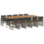 Set de comedor de jardín 11 pzas y cojines ratán sintético gris de , Conjuntos de jardín - Ref: Foro24-3210758, Precio: 901,3...