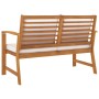 Banco de jardín 120 cm con cojines crema madera acacia maciza de vidaXL, Bancos de jardín - Ref: Foro24-311829, Precio: 173,1...