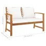 Banco de jardín 120 cm con cojines crema madera acacia maciza de vidaXL, Bancos de jardín - Ref: Foro24-311829, Precio: 169,6...
