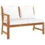 Banco de jardín 114,5 cm con cojines crema madera acacia maciza de vidaXL, Sofás modulares de exterior - Ref: Foro24-311836, ...
