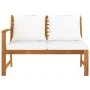 Banco de jardín 114,5 cm con cojines crema madera acacia maciza de vidaXL, Sofás modulares de exterior - Ref: Foro24-311836, ...