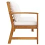 Banco de jardín 114,5 cm con cojines crema madera acacia maciza de vidaXL, Sofás modulares de exterior - Ref: Foro24-311836, ...