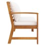 Banco de jardín 114,5 cm con cojines crema madera acacia maciza de vidaXL, Sofás modulares de exterior - Ref: Foro24-311836, ...