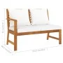 Banco de jardín 114,5 cm con cojines crema madera acacia maciza de vidaXL, Sofás modulares de exterior - Ref: Foro24-311836, ...