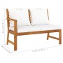 Banco de jardín 114,5 cm con cojines crema madera acacia maciza de vidaXL, Sofás modulares de exterior - Ref: Foro24-311836, ...