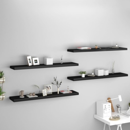 Estantes flotantes de pared 4 uds MDF negro 120x23,5x3,8cm en Estanterías | Comprar online en Foru.es