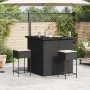Mesa y taburetes altos jardín 3 piezas y cojines ratán PE negro de , Conjuntos de jardín - Ref: Foro24-3261502, Precio: 398,0...