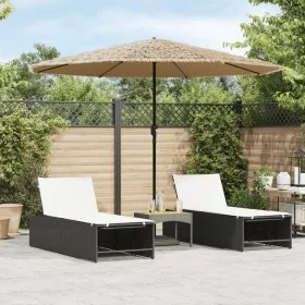 Sombrilla de jardín con LEDs poste acero marrón 324x324x247 cm by , Umbrellas - Ref: Foro24-4005122, Price: 129,17 €, Discoun...