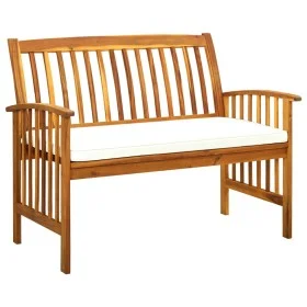 Banco de jardín con cojines 119 cm madera maciza de acacia de vidaXL, Bancos de jardín - Ref: Foro24-312132, Precio: 135,93 €...
