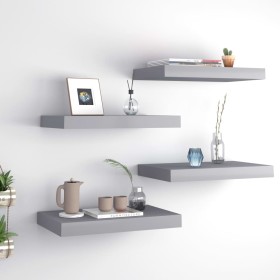 Estantes flotantes de pared 4 uds gris MDF 40x23x3,8 cm en Estanterías | Comprar online en Foru.es