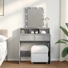 Tocador con luces LED gris hormigón 80x41x144,5 cm de , Tocadores para dormitorios - Ref: Foro24-848181, Precio: 116,28 €, De...