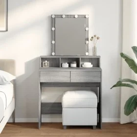 Tocador con luces LED color gris Sonoma 80x41x144,5 cm de , Tocadores para dormitorios - Ref: Foro24-848183, Precio: 112,18 €...