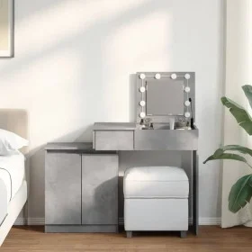 Tocador con luces LED gris hormigón 115x37x110,5 cm de , Tocadores para dormitorios - Ref: Foro24-848230, Precio: 121,25 €, D...
