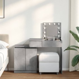 Tocador con luces LED gris hormigón 115x37x110,5 cm de , Tocadores para dormitorios - Ref: Foro24-848230, Precio: 123,41 €, D...