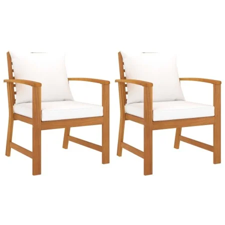 Sillas de jardín con cojín crema 2 uds madera maciza de acacia de vidaXL, Sillas de jardín - Ref: Foro24-311831, Precio: 216,...