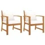 Sillas de jardín con cojín crema 2 uds madera maciza de acacia de vidaXL, Sillas de jardín - Ref: Foro24-311831, Precio: 216,...