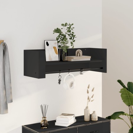 Estante de pared madera de ingeniería negro 100x35x30,5 cm de , Estantes y estanterías - Ref: Foro24-848459, Precio: 41,99 €,...