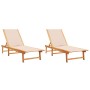 Tumbonas 2 unidades madera maciza de acacia y textileno crema de , Tumbonas - Ref: Foro24-3279248, Precio: 314,02 €, Descuent...
