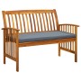 Banco de jardín con cojines 119 cm madera maciza de acacia de vidaXL, Bancos de jardín - Ref: Foro24-312133, Precio: 136,61 €...