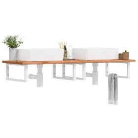 Estante de lavabo de pared de acero y madera maciza de haya de , Tocadores de baño - Ref: Foro24-3302456, Precio: 193,61 €, D...