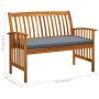 Banco de jardín con cojines 119 cm madera maciza de acacia de vidaXL, Bancos de jardín - Ref: Foro24-312133, Precio: 136,61 €...