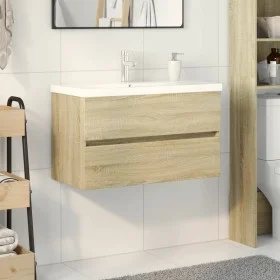 Set de mueble de baño 2 piezas cerámica y madera de ingeniería de , Tocadores de baño - Ref: Foro24-3307663, Precio: 225,08 €...