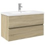 Set de mueble de baño 2 piezas cerámica y madera de ingeniería de , Tocadores de baño - Ref: Foro24-3307663, Precio: 243,84 €...