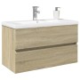 Set de mueble de baño 2 piezas cerámica y madera de ingeniería de , Tocadores de baño - Ref: Foro24-3307663, Precio: 243,84 €...