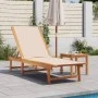 Tumbona con mesa madera maciza de acacia y textileno crema by , Loungers - Ref: Foro24-4008416, Price: 193,01 €, Discount: %