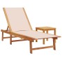 Tumbona con mesa madera maciza de acacia y textileno crema de , Tumbonas - Ref: Foro24-4008416, Precio: 196,72 €, Descuento: %