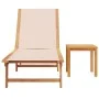 Tumbona con mesa madera maciza de acacia y textileno crema by , Loungers - Ref: Foro24-4008416, Price: 193,01 €, Discount: %