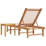 Tumbona con mesa madera maciza de acacia y textileno crema de , Tumbonas - Ref: Foro24-4008416, Precio: 196,72 €, Descuento: %