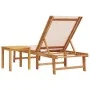 Tumbona con mesa madera maciza de acacia y textileno crema by , Loungers - Ref: Foro24-4008416, Price: 193,01 €, Discount: %