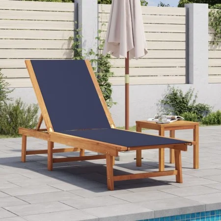 Massive Sonnenliege aus Akazienholz und blauem Textilene von , Liegen - Ref: Foro24-4008414, Preis: 170,91 €, Rabatt: %