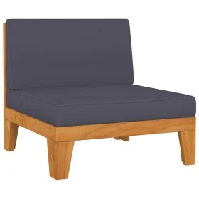 Central sectional sofa with dark gray acacia wood cushions by vidaXL, Modular outdoor sofas - Ref: Foro24-312151, Price: 156,...