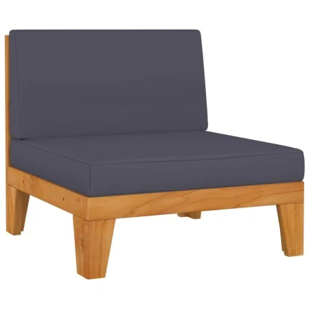 Mittelsofa mit dunkelgrauen Akazienholzkissen von vidaXL, Modulare Sofas für den Außenbereich - Ref: Foro24-312151, Preis: 15...