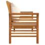 Banco de jardín cojines blanco crema madera maciza de acacia de vidaXL, Bancos de jardín - Ref: Foro24-312139, Precio: 201,43...