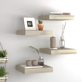 Estantes flotantes de pared 4 uds MDF roble 23x23,5x3,8 cm en Estanterías | Comprar online en Foru.es