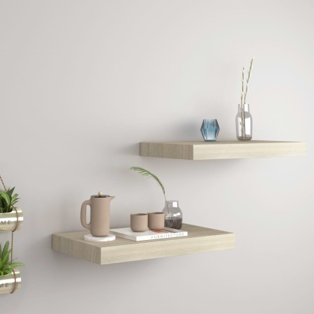 Estantes flotantes de pared 2 uds MDF roble 40x23x3,8 cm en Estanterías | Comprar online en Foru.es