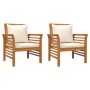 Sillones con cojines blanco crema 2 uds madera maciza de acacia de vidaXL, Sillas de jardín - Ref: Foro24-312137, Precio: 261...