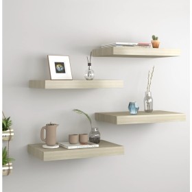 Estantes flotantes de pared 4 uds MDF roble 40x23x3,8 cm en Estanterías | Comprar online en Foru.es